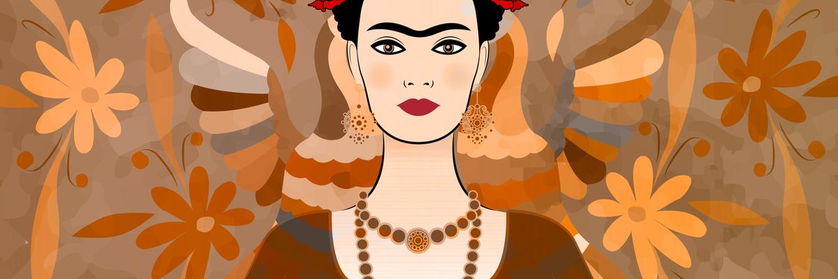 Frida Kahlo-ról készült rajz őszies színvilággal