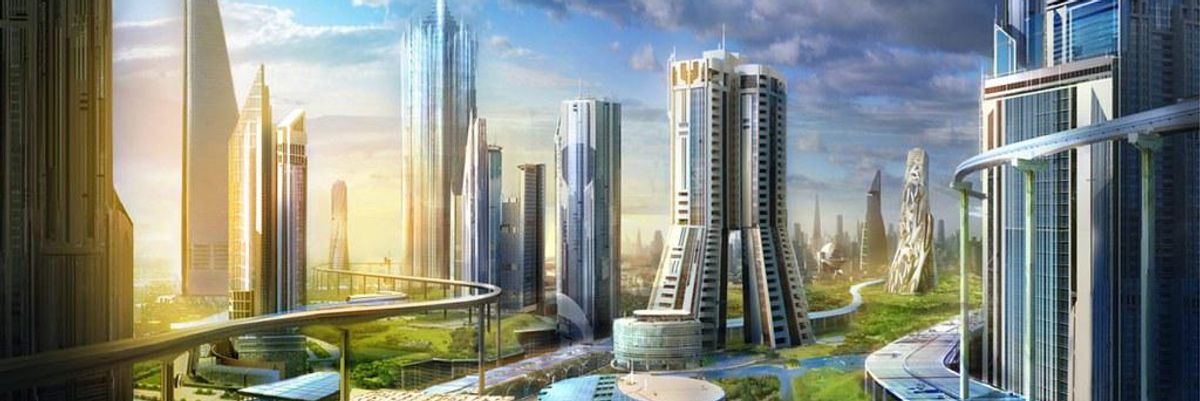 Futurisztikus város a jövőben
