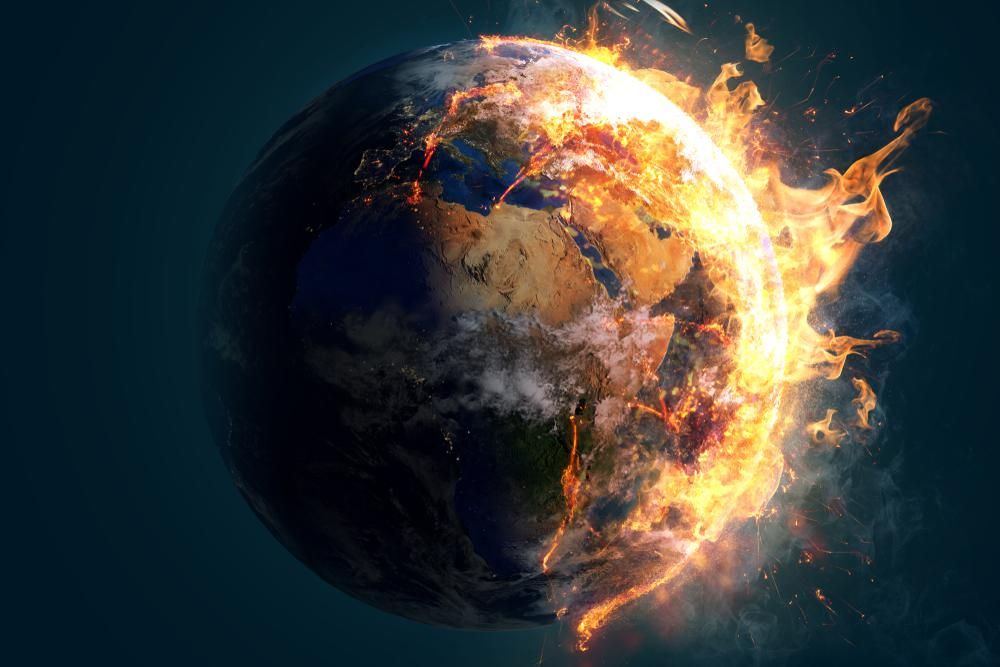 A katasztrófáktól sújtott Föld bolygó egyik fele lángokban áll
