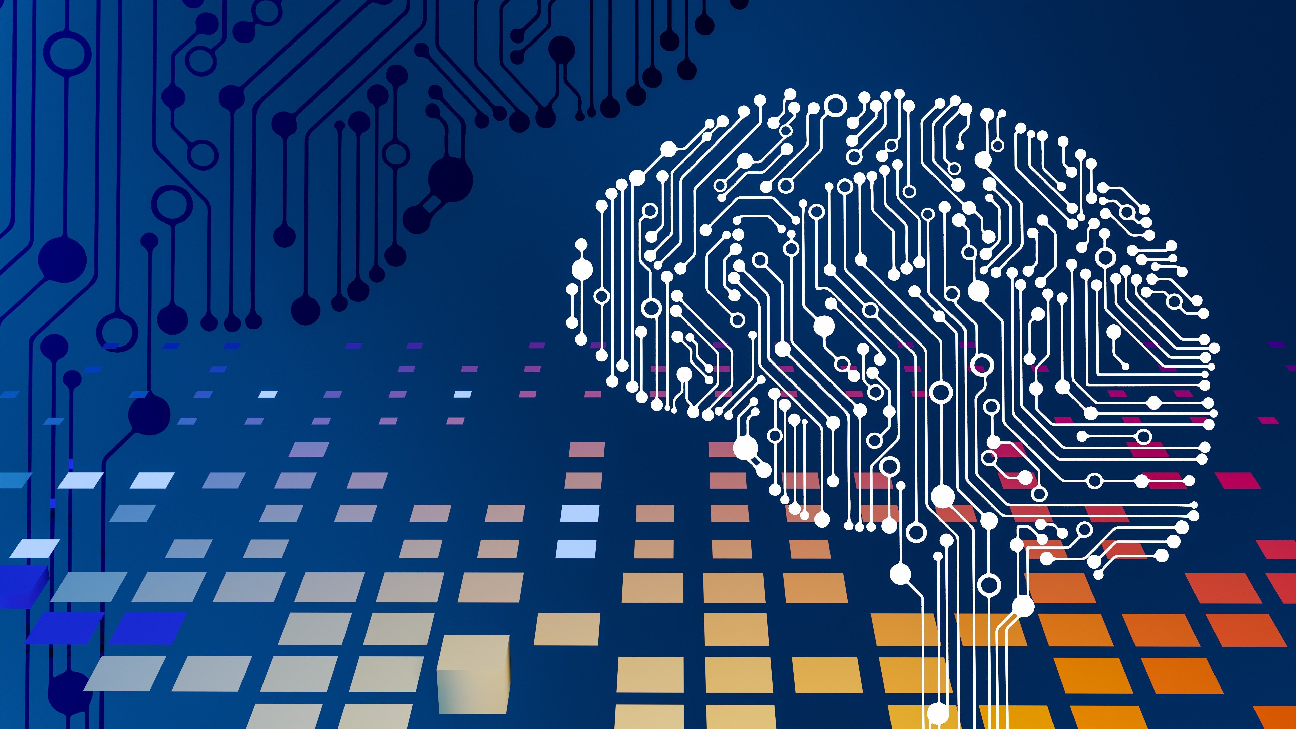 Emberi agyat formázó nyomtatott áramkörök egy mesterséges intelligencia grafikán